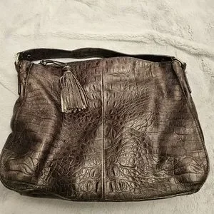Croc Embossed Bucket Bag | Talbots Talbot\'s Croc Embossed Brown Leather Bag main image 1